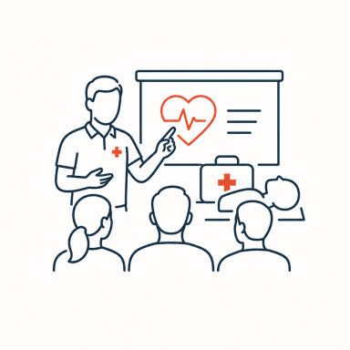 Training & ontwikkeling EHBO-training van Aidwise waarin deelnemers leren eerste hulp bewust en praktijkgericht toe te passen.