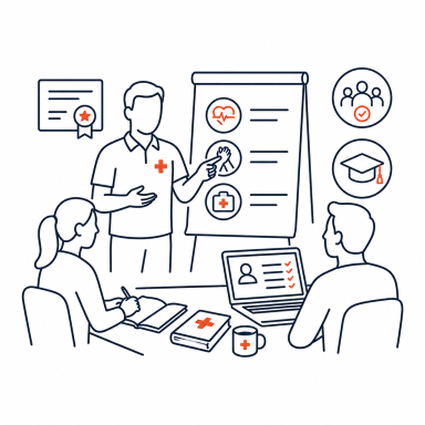 Inhuur instructeur Aidwise instructeur verzorgt professionele EHBO-training en toetsing voor opleidingsorganisaties.